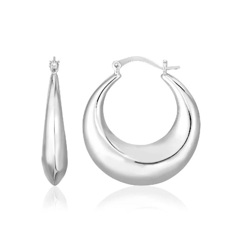 Sterling Silver Polished Domed Hoop Earrings