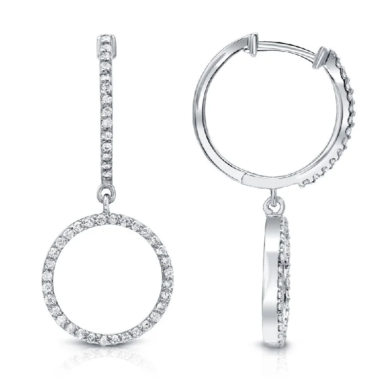 Auriya 14k White Gold 1/2ct TDW Open Circle Diamond Drop Earrings (H-I, SI1-SI2)