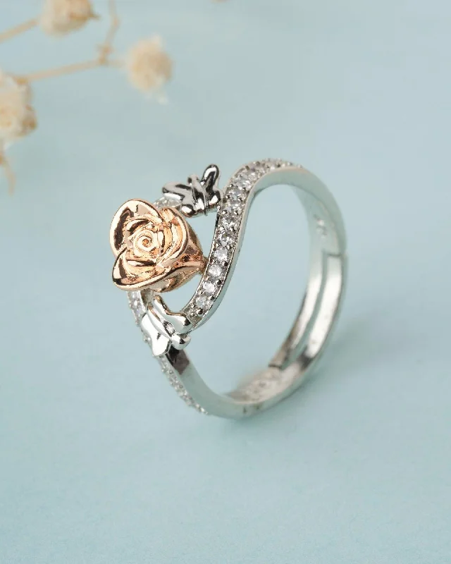 925 Sterling Silver Beautiful Rose Ring R01589