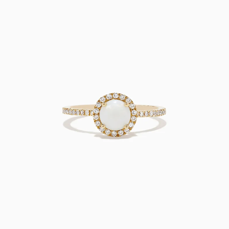 Aurora 14K Yellow Gold Opal and Diamond Ring, 0.72 TCW