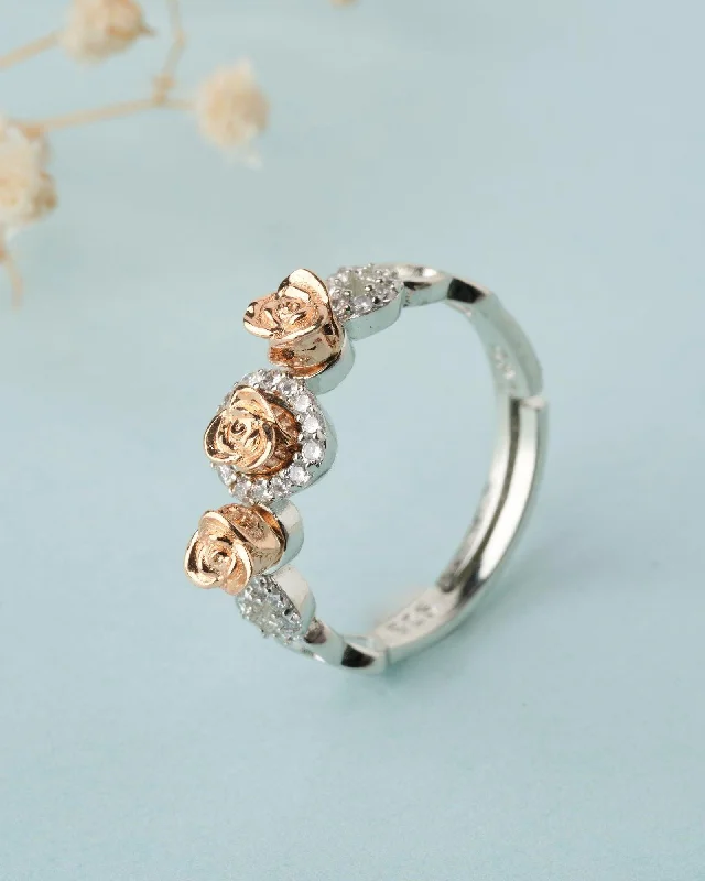 925 Sterling Silver Beautiful Rose Ring R01588