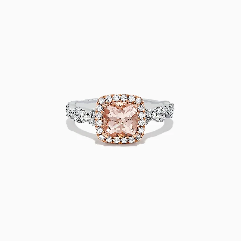 Blush 14K Two Tone Gold Morganite and Diamond Ring, 1.60 TCW