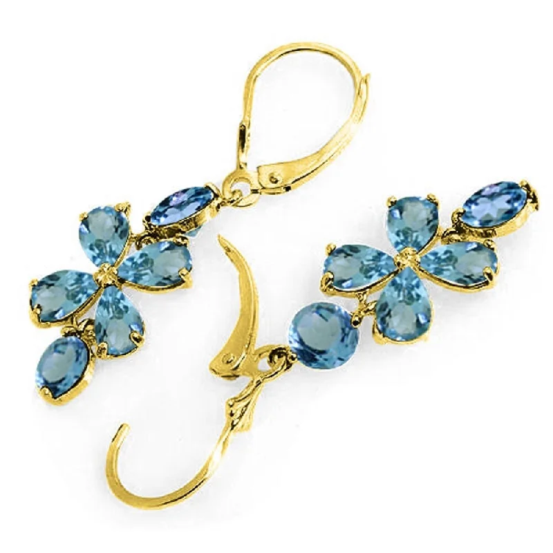 5.32 Carat 14K Solid Gold Chandelier Earrings Natural Blue Topaz