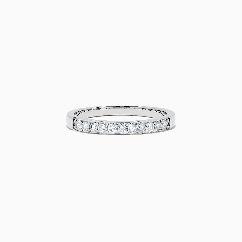 Bridal 14K White Gold Prong Set Diamond Band, 0.24 TCW