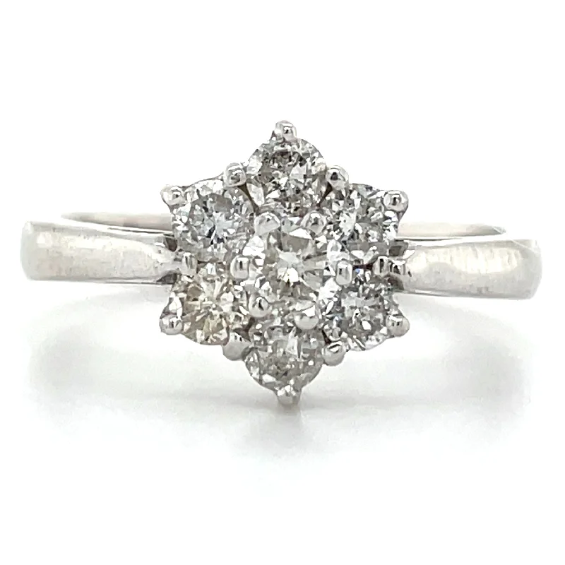 18ct White Gold Cluster Earth Grown Diamond Engagement Ring