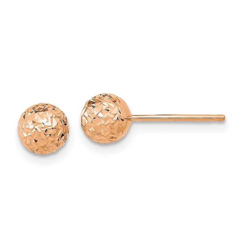 Curata 10k Rose Gold 6x6mm Sparkle Cut Ball Post Earrings