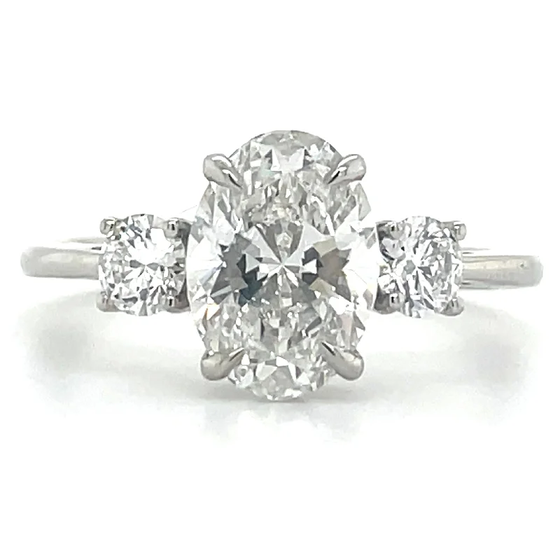 Sophia - Platinum 1.92ct Oval And Round Trilogy Laboratory Grown Diamond Engagement Ring