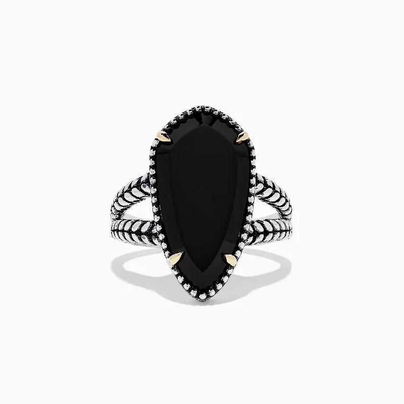 Eclipse 925 Sterling Silver Onyx Ring, 4.37 TCW