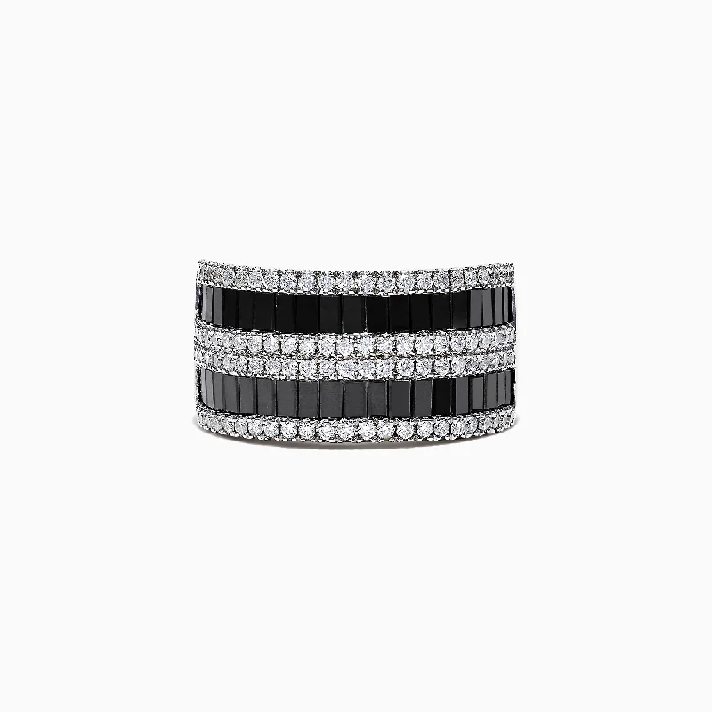 14K White Gold Black and White Diamond Ring, 2.48 TCW