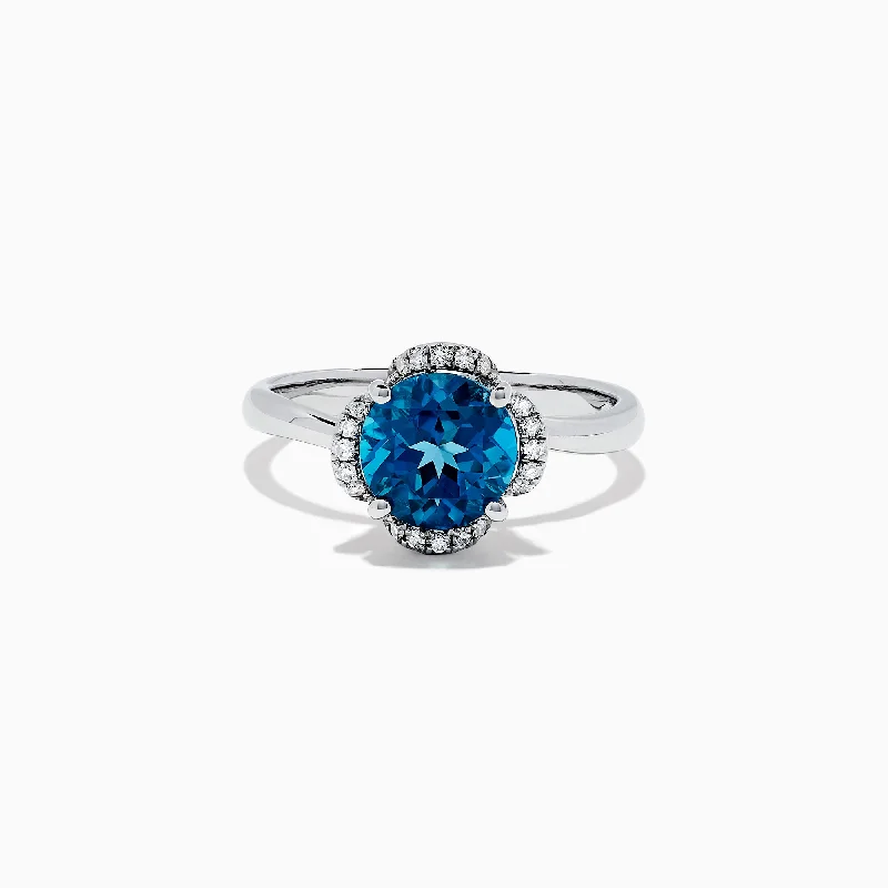 Ocean Bleu 14K Gold London Blue Topaz and Diamond Ring, 2.10 TCW