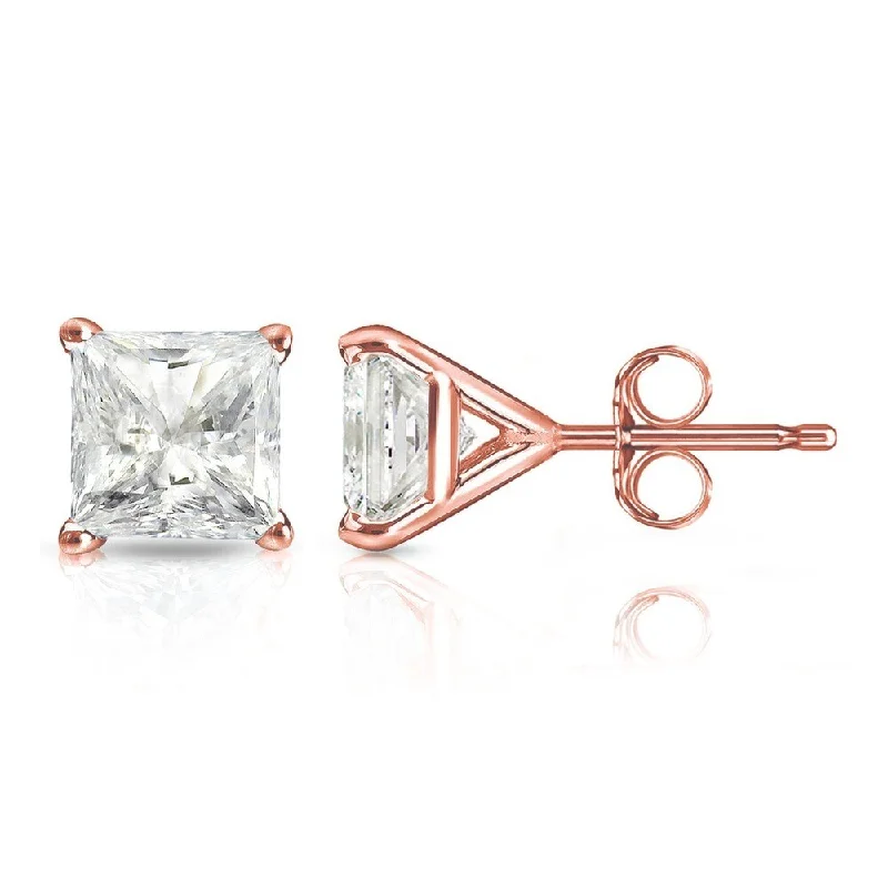 Auriya 1/2ctw Princess-cut Diamond Stud Earrings 14k Gold Martini-set