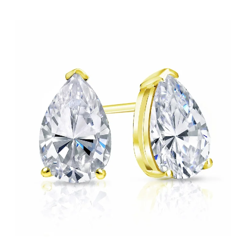 Auriya 3/5ctw Pear Cut Diamond Solitaire Stud Earrings 14k Gold (G-H, SI1-SI2)