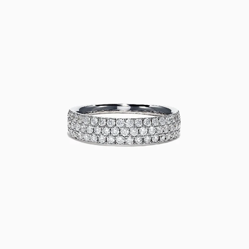 Pave Classica 14K White Gold Three Row Pave Diamond Band, 0.84 TCW