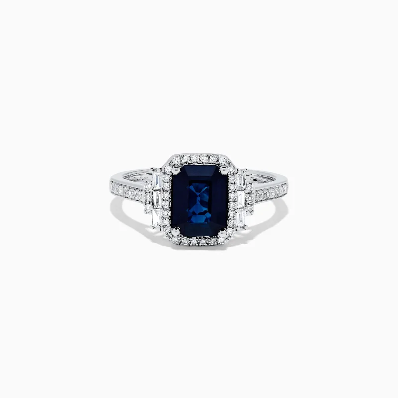 Royale Bleu 14K White Gold Sapphire and Diamond Ring, 0.56 TCW