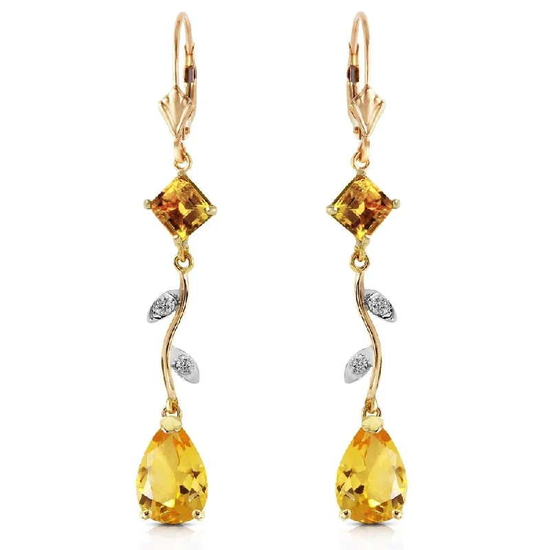 3.97 Carat 14K Solid Gold Romance Citrine Earrings