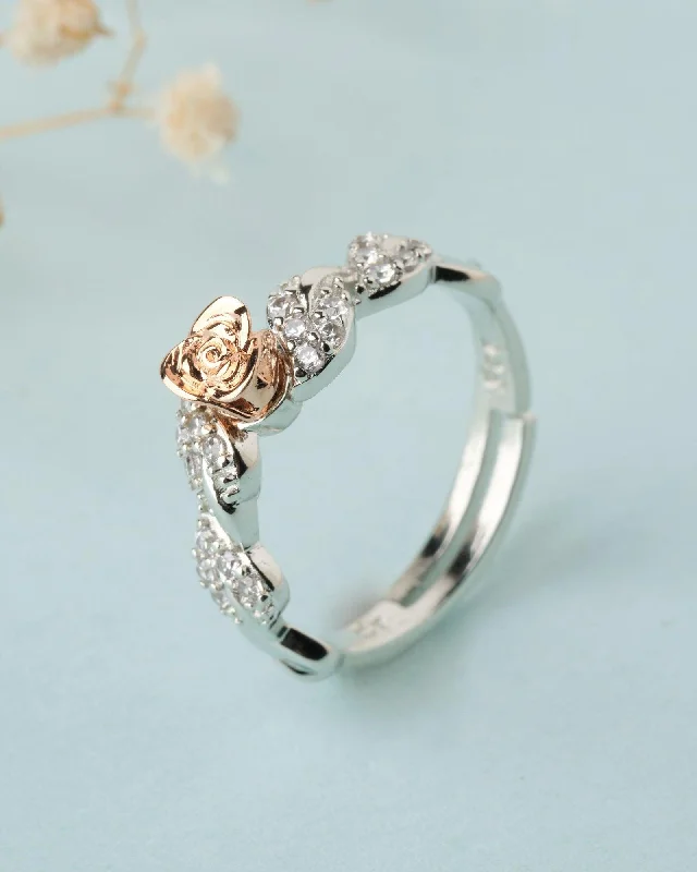 925 Sterling Silver Beautiful Rose Ring R01587