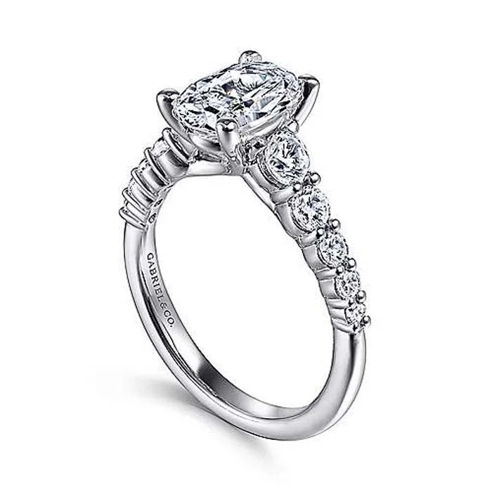 Gabriel & Co. "Reed" Oval Diamond Engagement Ring Semi-Mounting in 14K White Gold