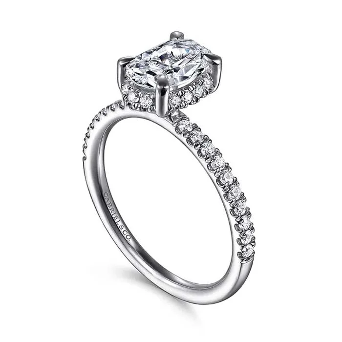 Gabriel & Co. "Suede" Hidden Halo Engagement Ring Semi-Mounting in 14K White Gold