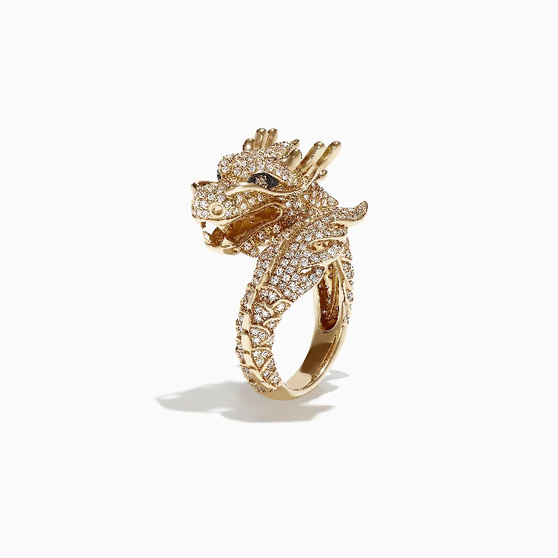 Safari 14K Yellow Gold Diamond Dragon Ring, 1.42 TCW