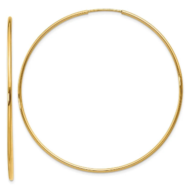 Curata 14k Yellow Gold 50x50mm Endless Hoop Earrings