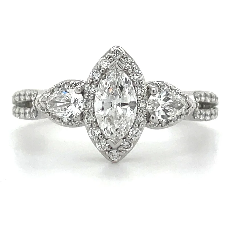 Lexi - Platinum Marquise Earth Grown Diamond Halo Engagement Ring