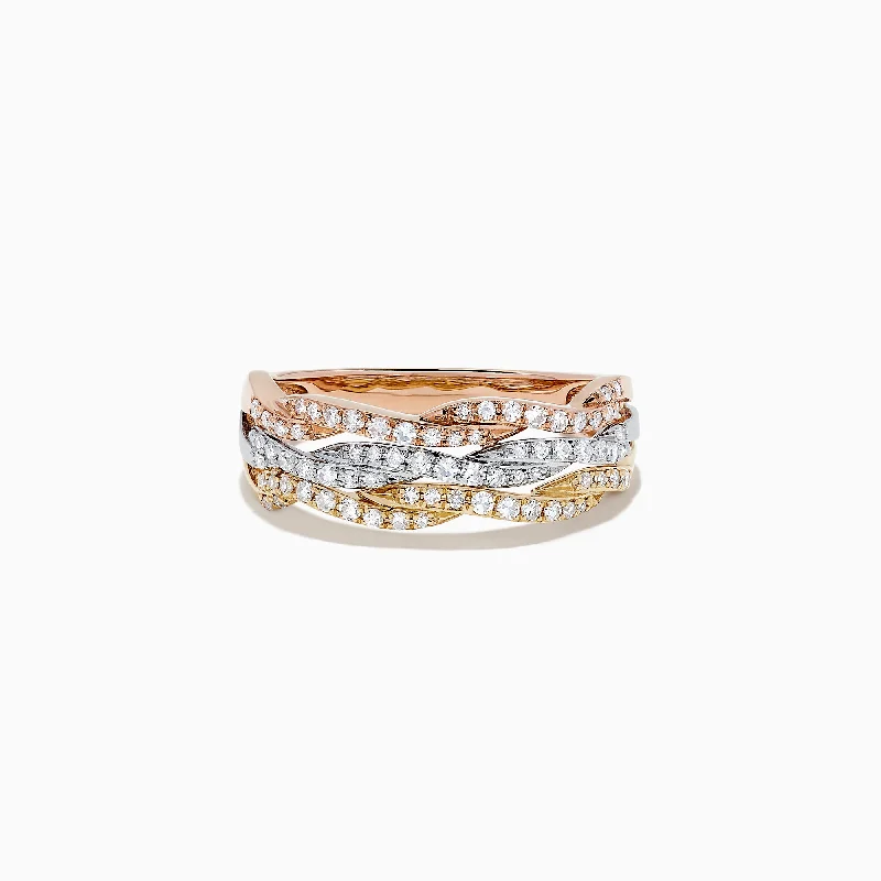 Trio 14K Tri Tone Gold Diamond Ring, 0.34 TCW