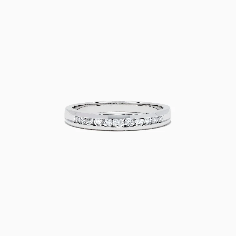 Bridal 14K White Gold Channel Set Diamond Band, 0.24 TCW