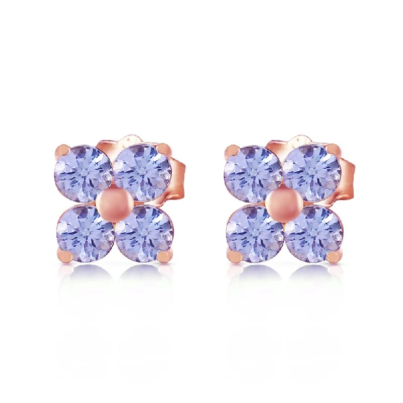 1.15 Carat 14K Solid Rose Gold Stud Earrings Natural Tanzanite