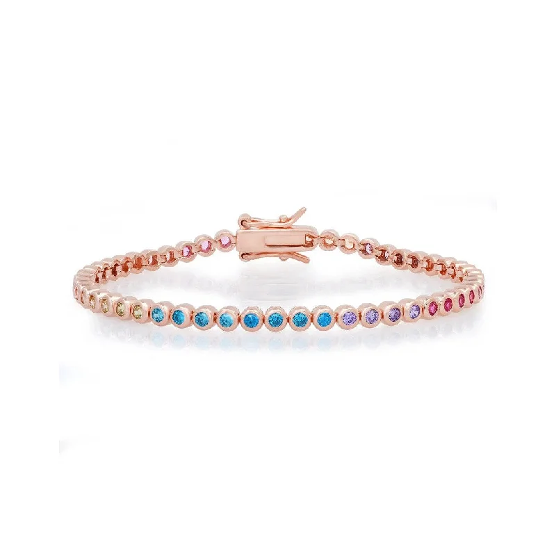 Bezel Set Rainbow Tennis Bracelet