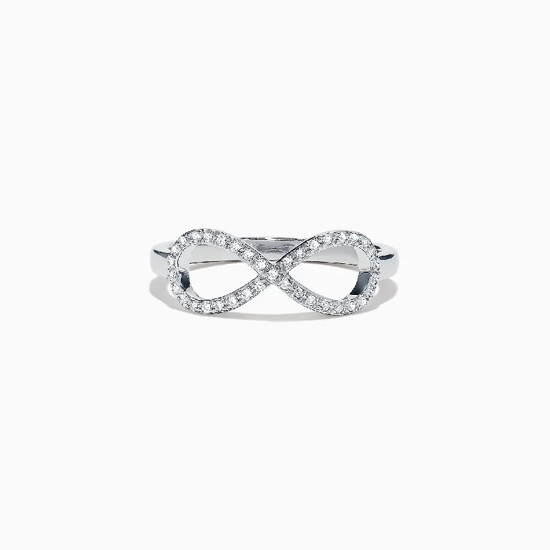 14K White Gold Diamond Infinity Pinky Ring, 0.13 TCW