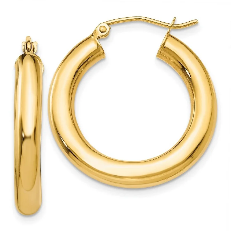 Curata 10k Yellow Gold Polished Lightweight Tube Hoop Earrings - 25mm