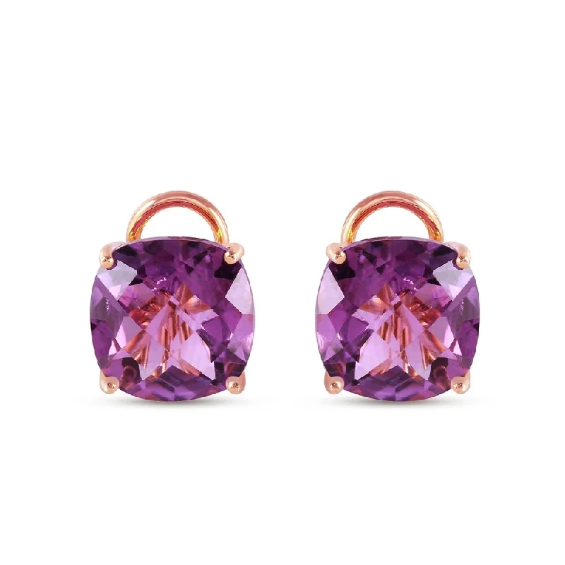 7.2 Carat 14K Solid Rose Gold Cushion Amethyst Earrings