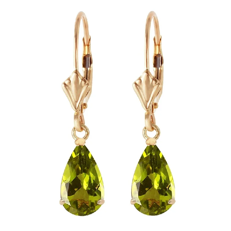 3 CTW 14K Solid Gold Green Grass Peridot Earrings