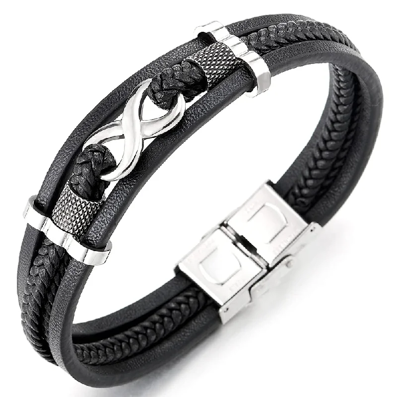 Metal Color: Silver; Leather Color: Black