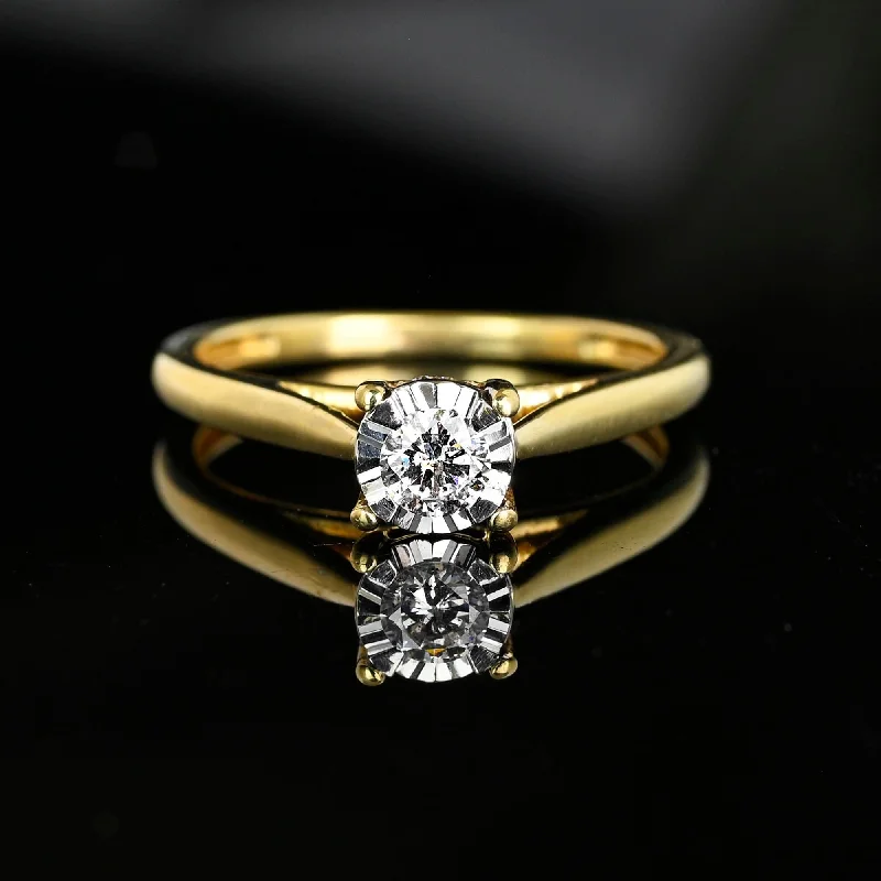 Vintage Estate Gold Diamond Solitaire Engagement Ring