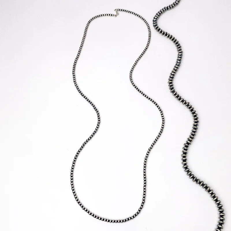 Navajo | Navajo Handmade Sterling Silver 3mm Navajo Pearls Necklace | 36 inches