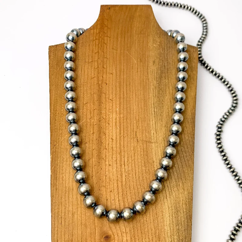 Navajo | Navajo Handmade Sterling Silver 14mm Navajo Pearls Necklace | 26 inches