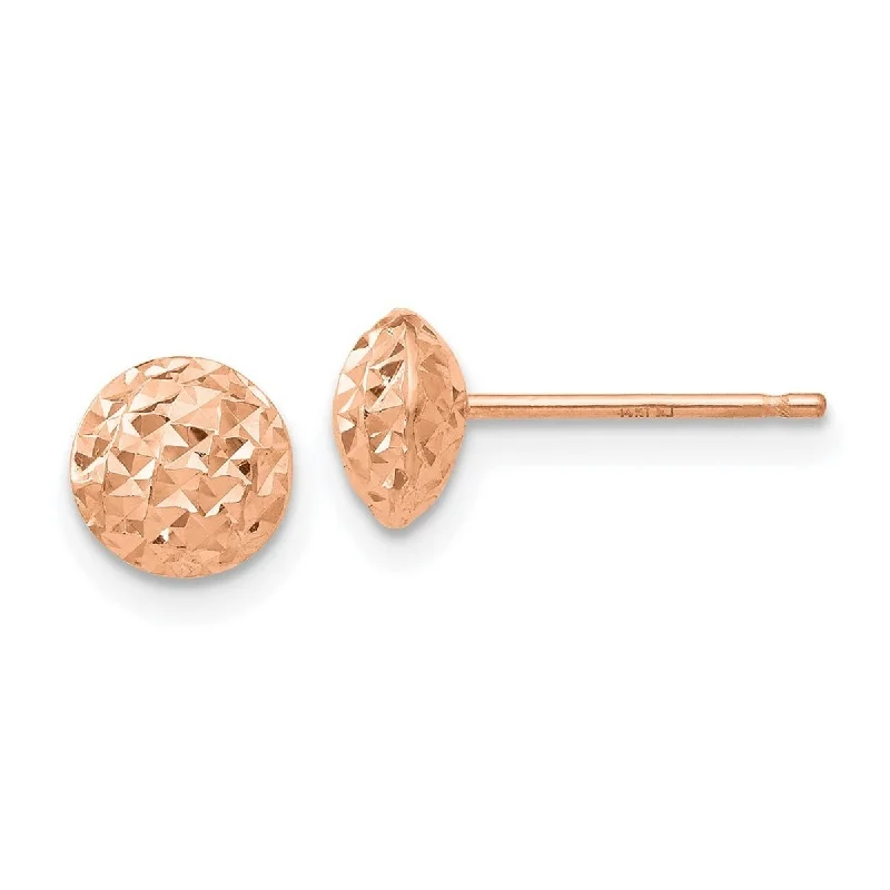 Curata 14k Rose Gold 6mm Puffed Circle Post Earrings