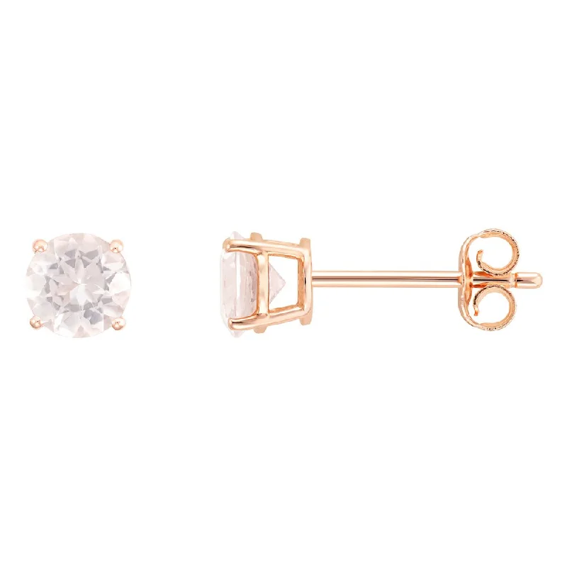 14k Rose Gold Round Morganite Stud Earrings