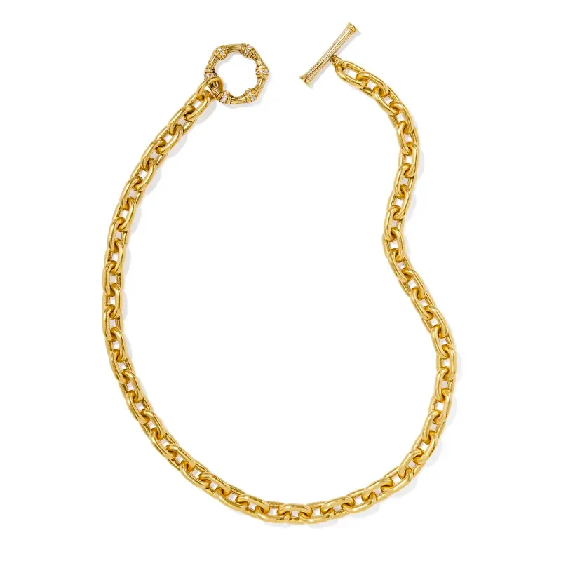 Kendra Scott | Maura Vintage Gold Chain Necklace in White Crystal