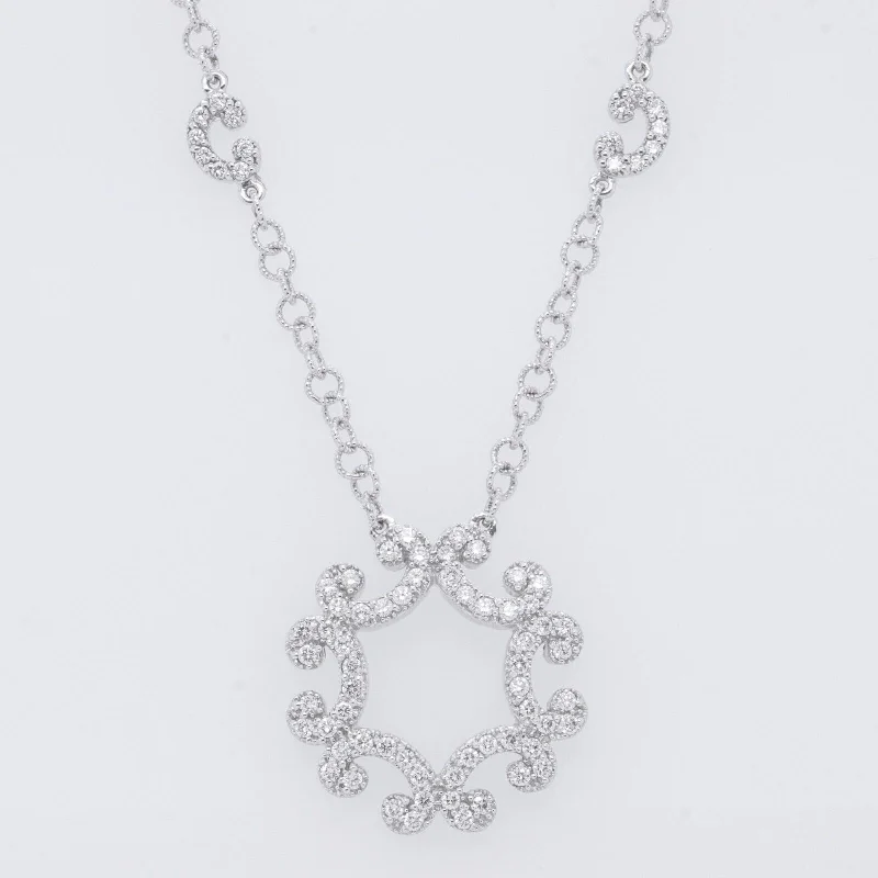 Charriol Cignature Snowflake 18k White Gold Diamond Necklace 0.80ctw G VS2 18"