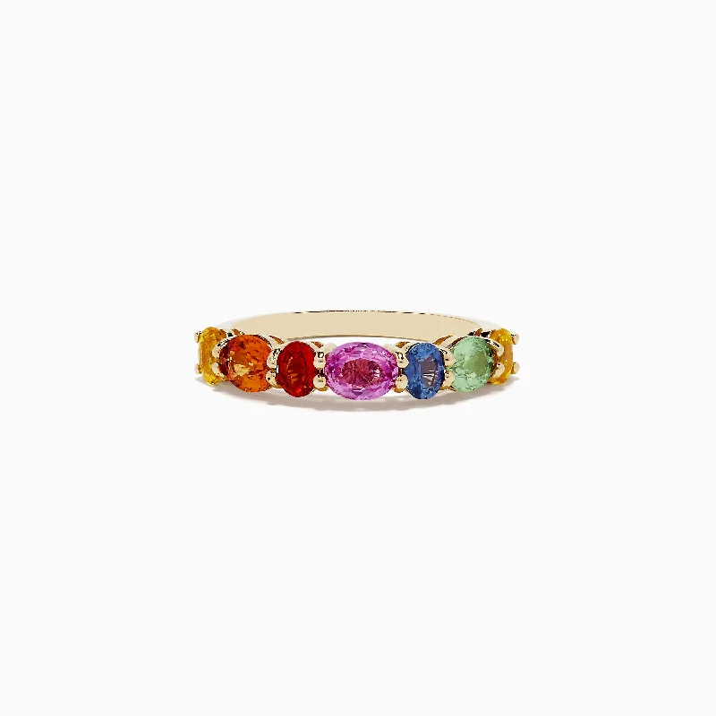 Watercolors 14K Yellow Gold Multi Sapphire Ring, 2.00 TCW