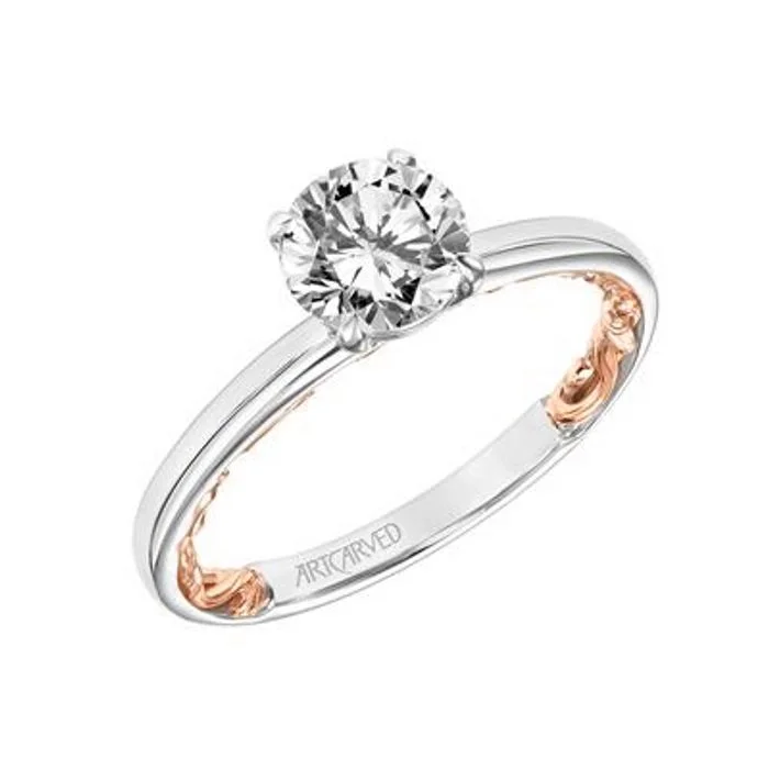 ArtCarved "Beryl" Solitaire Engagement Ring Semi-Mounting in 14K White and Rose Gold