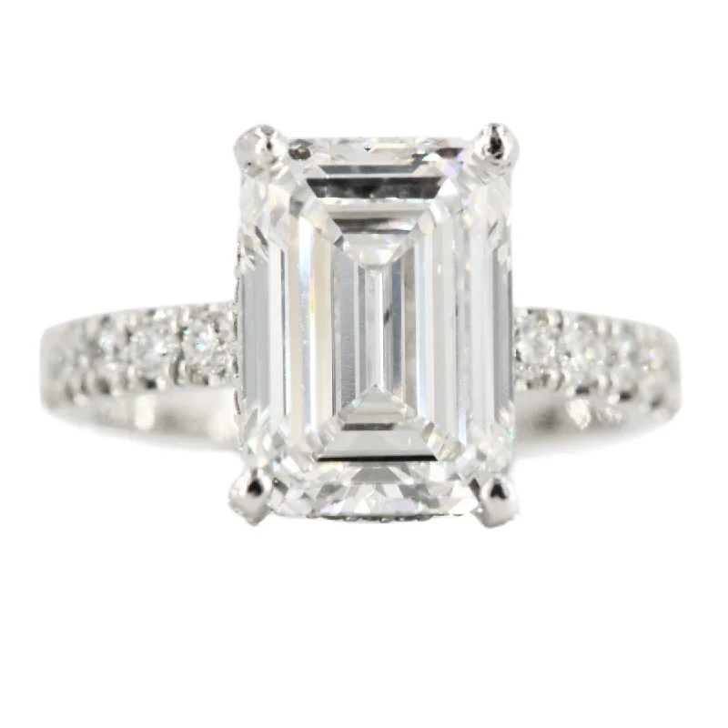 Custom 4 Carat Emerald Cut Engagement Ring