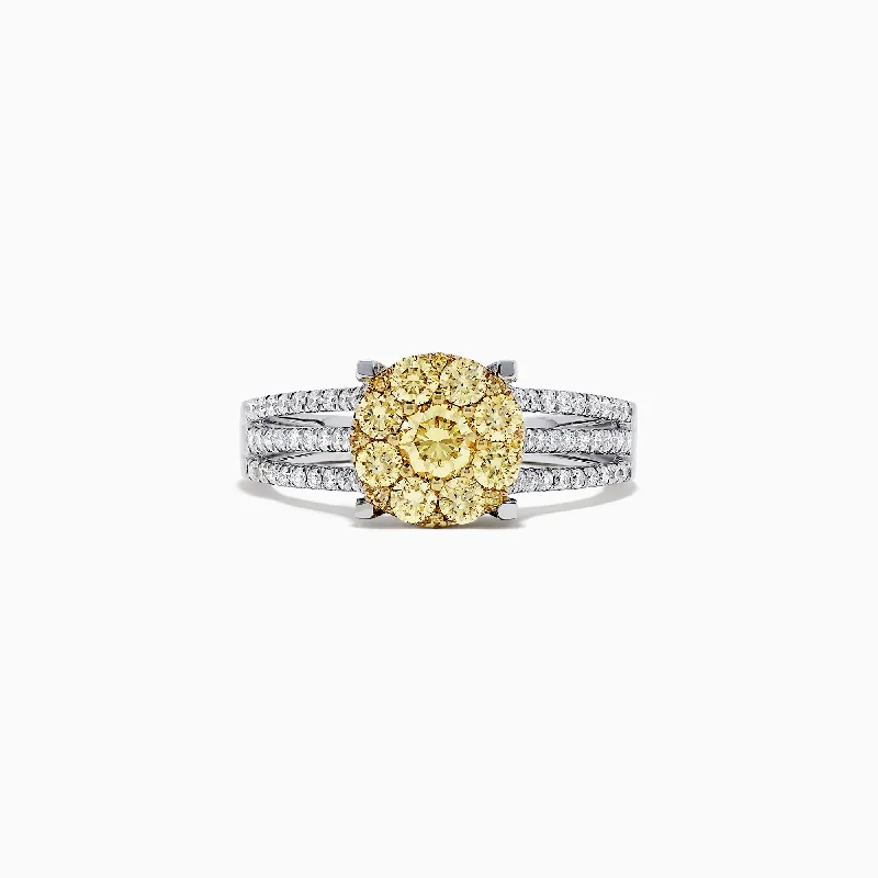 Canare 14K 2-Tone Gold Yellow Diamond Bouquet Ring, 1.00 TCW