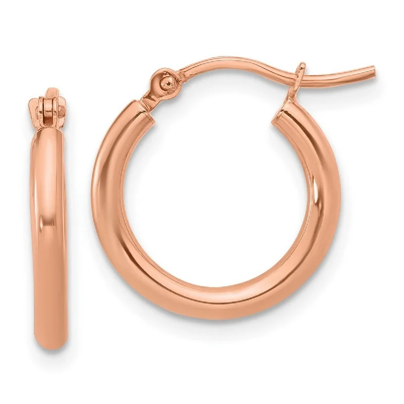 Curata 10k Rose Gold Polished Hinged Hoop Earrings - 14x13mm