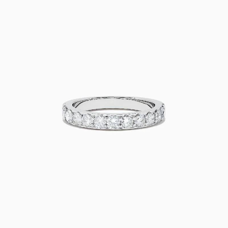 Bridal 14K White Gold Prong Set Diamond Band, 0.98 TCW