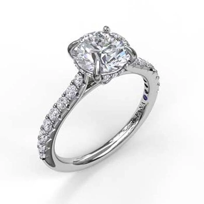 Fana .39TW Classic Round Diamond Engagement Ring Semi-Mounting with Hidden Halo in 14K White Gold