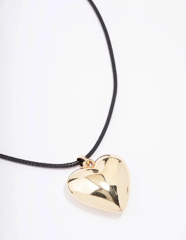 Gold Heart Cord Necklace