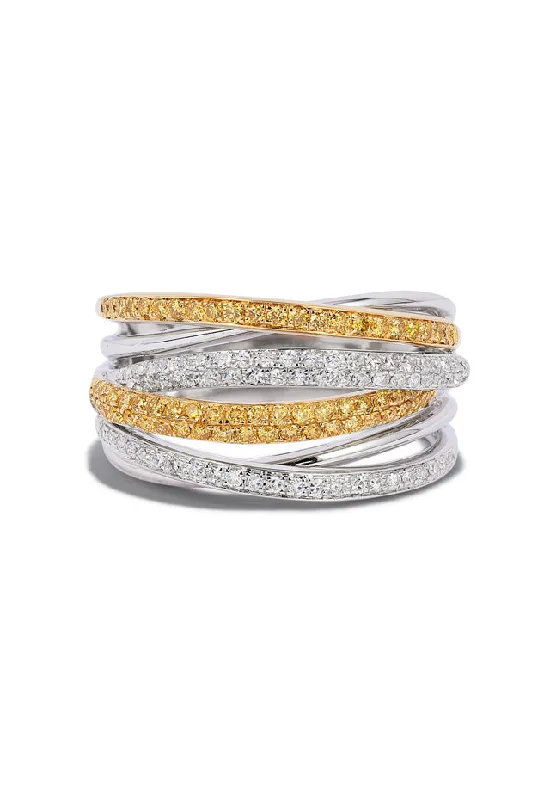 Canare 14K 2-Tone Gold Yellow and White Diamond Ring, 0.56 TCW